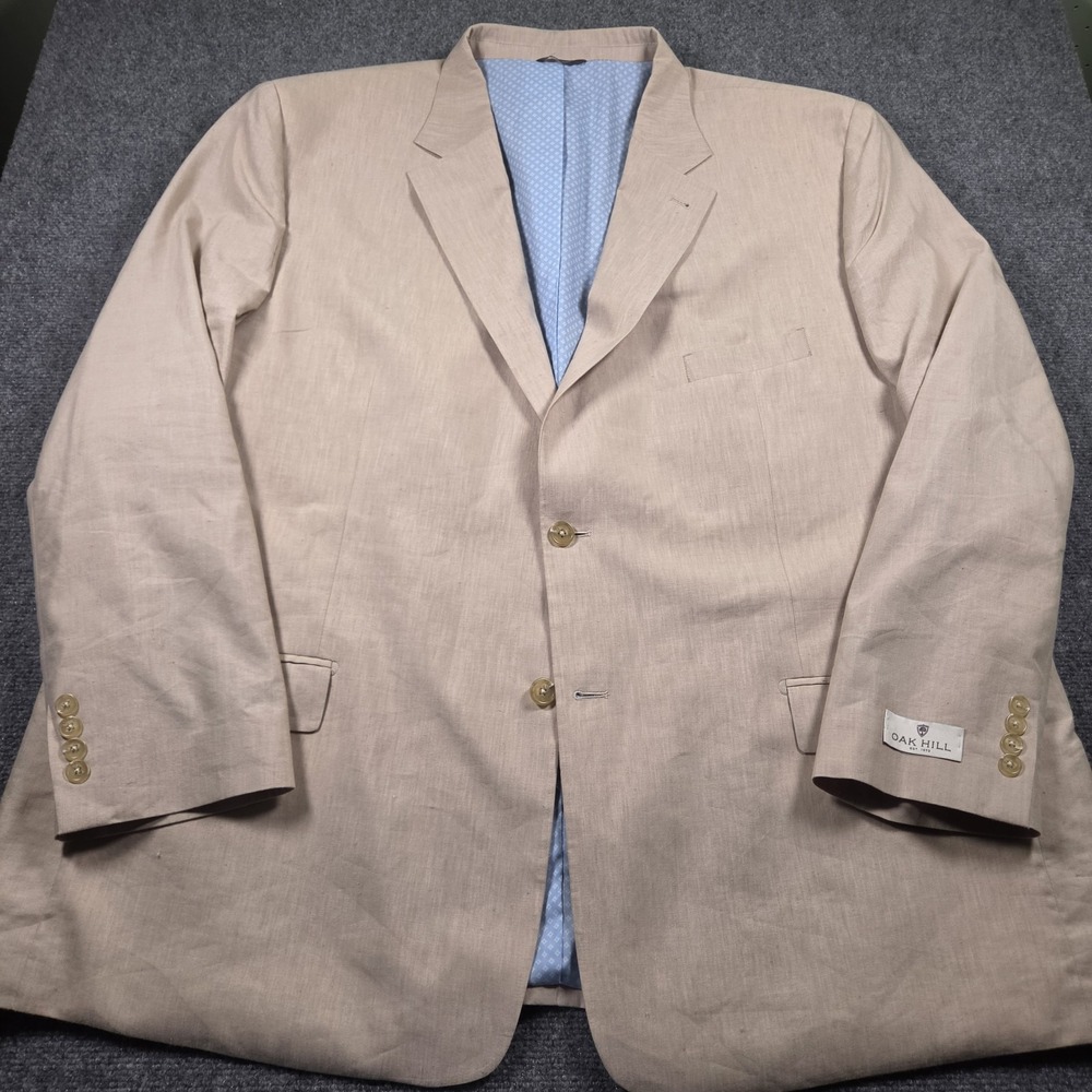 Oak Hill Blazer Mens 3XLT Tan Linen Blend Two Button Jacket Sport Coat NWOT